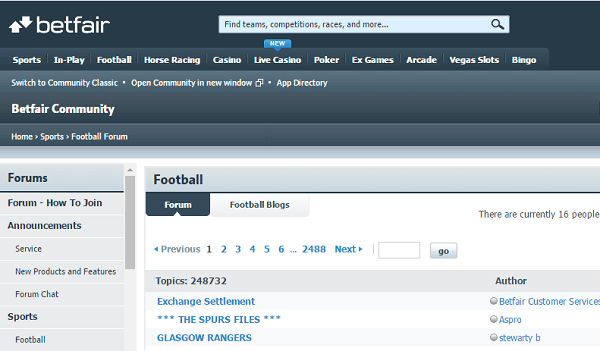 Betfair Football Forum